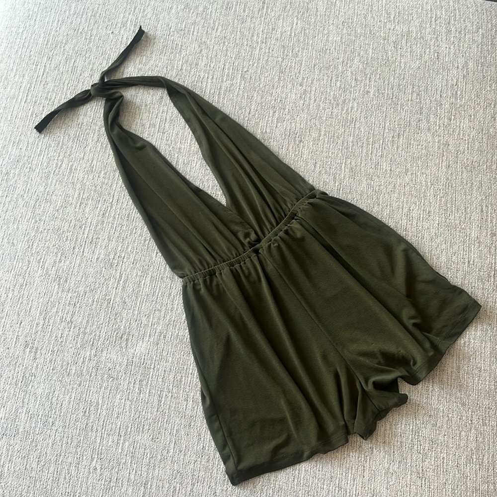 Brandy Melville backless romper olive green
